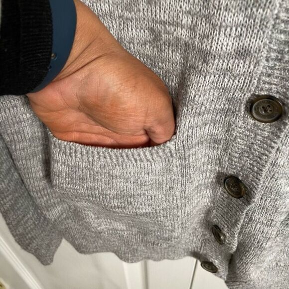 Hollister Womens Long Line Cardigan M Gray Academia Cozy Bella Swan Preppy - Picture 5 of 8